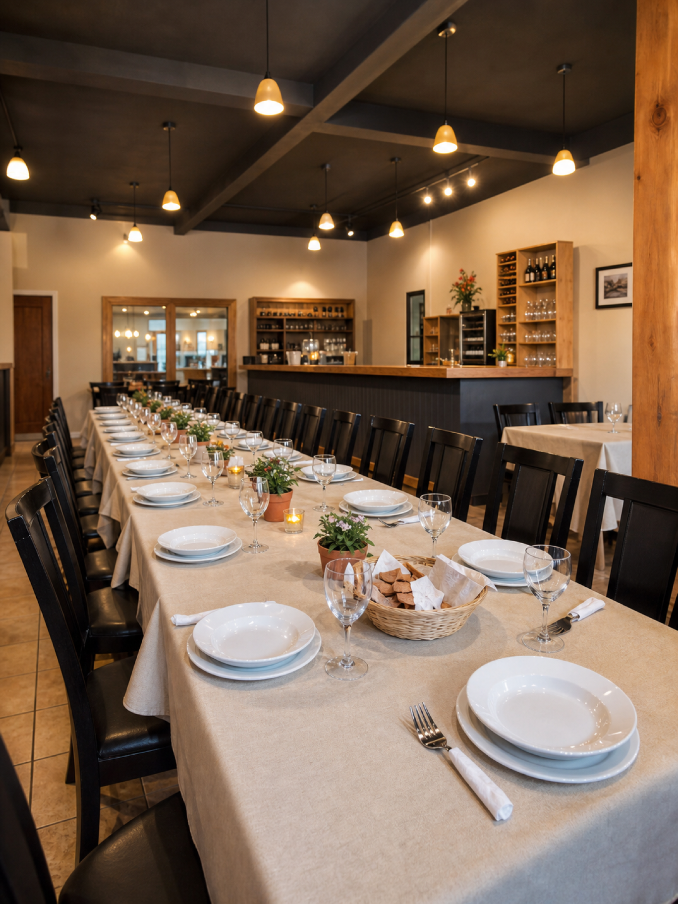 Table set for guests in Georgie's dining room.